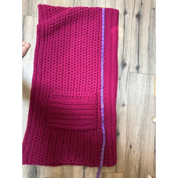 Handmade Birchberry Lane Burgundy Raspberry Chunky Knit Pocket Shawl Sweater Coz - Picture 6 of 7
